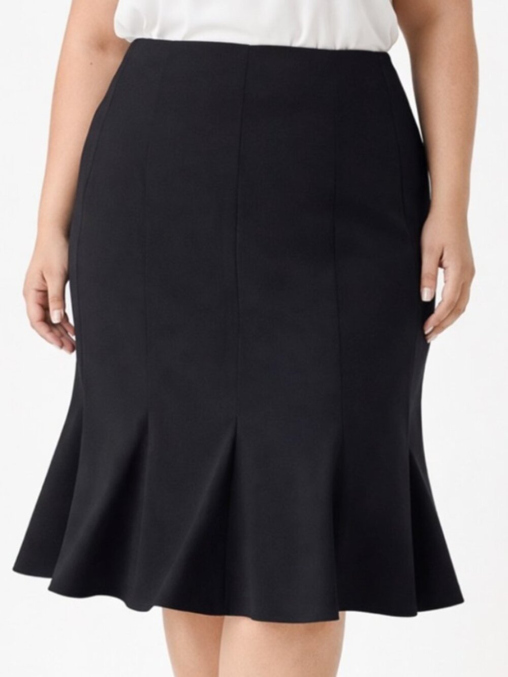 Lafayette 148 Black Plus Size Godet Skirt A Line Trumpet Career Size 24